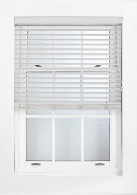 FURNISHED Faux Wood Venetian Blinds - Grey 50mm Slats Trimmable Blinds for Windows and Doors  (W)190cm (L)150cm