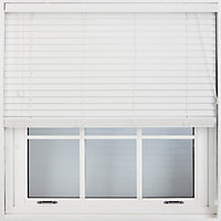 FURNISHED Faux Wood Venetian Blinds - White 50mm Slats Trimmable Blinds for Windows and Doors  (W)50cm (L)150cm