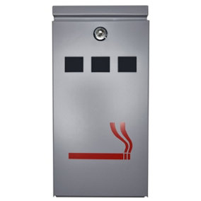 Furnished Grey Steel Cigarette Bin Wall Mounted Ashtray Outdoor Ash Tray