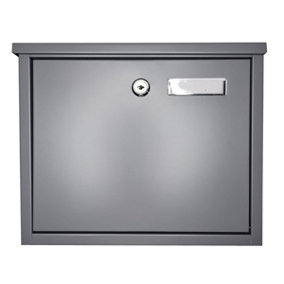 Furnished Grey Steel Letterbox Top Loading Mail Box Wall Mounted Post Box