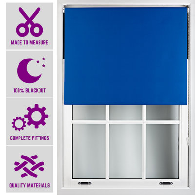 Furnished Made to Measure Blackout Roller Blinds - Blue Roller Blind for  Windows and Doors (W)60cm (L)165cm