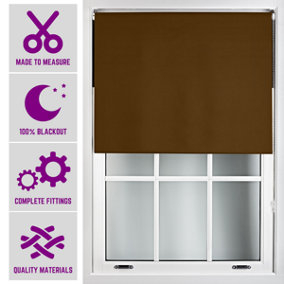 Furnished Made to Measure Blackout Roller Blinds - Brown Roller Blind for Windows and Doors (W)120cm (L)165cm