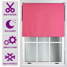 Furnished Made to Measure Blackout Roller Blinds - Fuchsia Pink Roller Blind for Windows and Doors (W)150cm (L)210cm