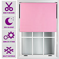 Furnished Made to Measure Blackout Roller Blinds - Pink Roller Blind for Windows and Doors (W)60cm (L)210cm