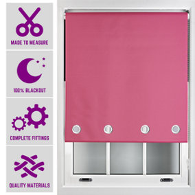 Furnished Made to Measure Blackout Roller Blinds with Big Round Eyelets - Fuchsia Pink Blind (W)240cm (L)210cm
