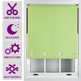 Furnished Made to Measure Blackout Roller Blinds with Big Round Eyelets - Lime Green Blind (W)120cm (L)165cm