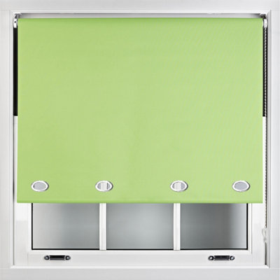 Furnished Made to Measure Blackout Roller Blinds with Big Round Eyelets - Lime Green Blind (W)210cm (L)165cm