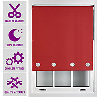 Furnished Made to Measure Blackout Roller Blinds with Big Round Eyelets - Red Blind (W)240cm (L)165cm