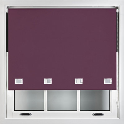 Furnished Made to Measure Blackout Roller Blinds with Big Square Eyelets - Aubergine Blue Blind (W210cm (L)210cm