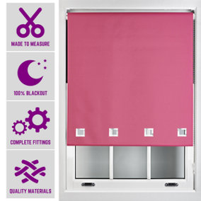 Furnished Made to Measure Blackout Roller Blinds with Big Square Eyelets - Fuchsia Pink Blind (W)150cm (L)210cm