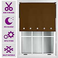 Furnished Made to Measure Blackout Roller Blinds with Round Eyelets and Metal Fittings - Brown (W210cm (L)210cm