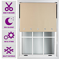 Furnished Made to Measure Blackout Roller Blinds with Round Eyelets and Metal Fittings - Cappuccino (W)60cm (L)210cm