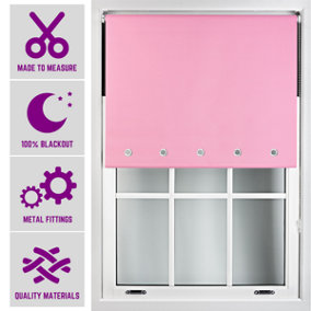 Furnished Made to Measure Blackout Roller Blinds with Round Eyelets and Metal Fittings - Pink (W)180cm (L)165cm