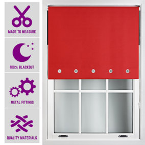 Furnished Made to Measure Blackout Roller Blinds with Round Eyelets and Metal Fittings - Red (W)120cm (L)165cm