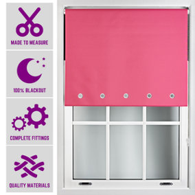 Furnished Made to Measure Blackout Roller Blinds with Round Eyelets - Fuchsia Pink Blind for Home and Office (W)150cm (L)210cm