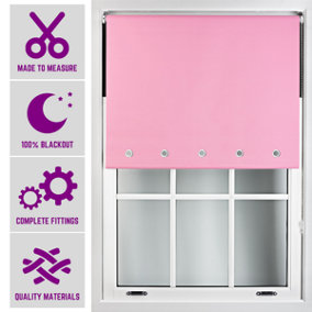 Furnished Made to Measure Blackout Roller Blinds with Round Eyelets - Pink Blind for Home and Office (W)120cm (L)165cm