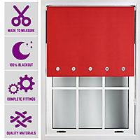 Furnished Made to Measure Blackout Roller Blinds with Round Eyelets - Red Blind for Home and Office (W)240cm (L)210cm