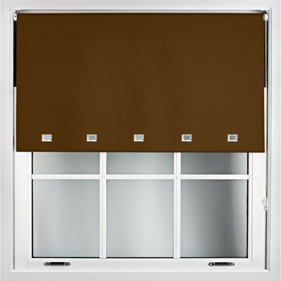 Furnished Made to Measure Blackout Roller Blinds with Square Eyelets and Metal Fittings - Brown (W)60cm (L)165cm