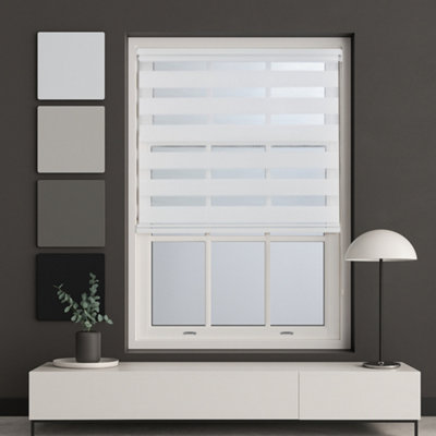 FURNISHED Made to Measure Day and Night Roller Blinds - White Striped ...
