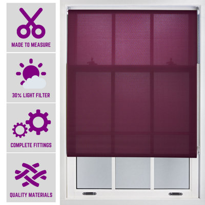 Furnished Made to Measure Day Light Roller Blinds - Aubergine Blue Roller Blind for Windows and Doors (W)210cm (L)165cm