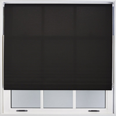 Furnished Made to Measure Day Light Roller Blinds - Black Roller Blind for Windows and Doors (W)90cm (L)165cm