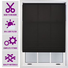 Furnished Made to Measure Day Light Roller Blinds - Black Roller Blind for Windows and Doors (W)90cm (L)165cm