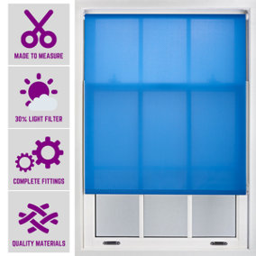 Furnished Made to Measure Day Light Roller Blinds - Blue Roller Blind for Windows and Doors (W)60cm (L)165cm