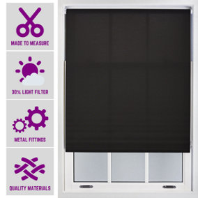 Furnished Made to Measure Day Light Roller Blinds with Metal Fittings - Black Blind for Home and Office (W)60cm (L)210cm