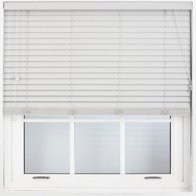 FURNISHED Made to Measure Faux Wood Venetian Blinds - Grey 50mm Slats Blinds for Windows and Doors (W)135cm (L)150cm