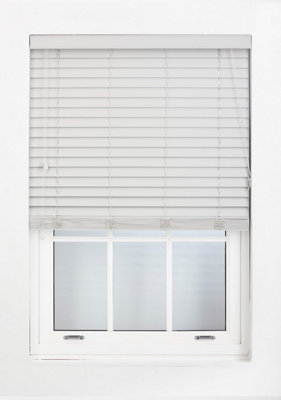 FURNISHED Made to Measure Faux Wood Venetian Blinds - Grey 50mm Slats Blinds for Windows and Doors (W)240cm (L)210cm