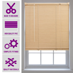 Furnished Made to Measure Natural PVC Venetian Blind - 25mm Slats Blind for Windows and Doors  (W)105cm (L)150cm