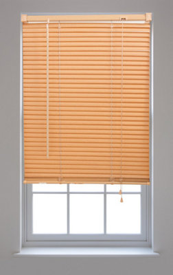 Furnished Made to Measure Teak PVC Venetian Blind - 25mm Slats Blind for Windows and Doors  (W)195cm (L)150cm