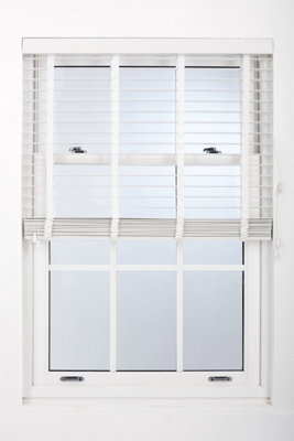 FURNISHED Made to Measure Venetian Blinds - White Faux Wood with Tape 50mm Slats Blinds for Windows and Doors  (W)110cm (L)150cm