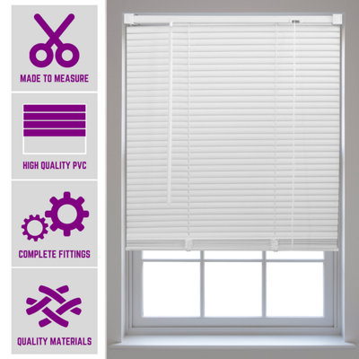 Furnished Made to Measure White PVC Venetian Blind - 25mm Slats Blind for Windows and Doors  (W)60cm (L)210cm