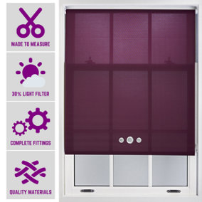 Furnished Made to Order Daylight Roller Blind - Aubergine with Triple Round Eyelet (W)120cm x (L)210cm