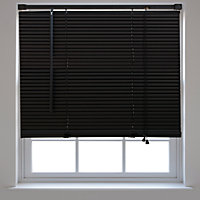 FURNISHED PVC Venetian Blinds - Black 25mm Slats Trimmable Blinds for Windows and Doors  (W)70cm (L)150cm