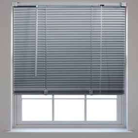 FURNISHED PVC Venetian Blinds - Grey 25mm Slats Trimmable Blinds for Windows and Doors  (W)135cm (L)150cm