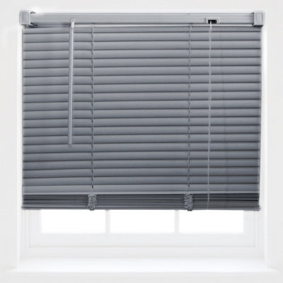 FURNISHED PVC Venetian Blinds - Grey 25mm Slats Trimmable Blinds for Windows and Doors  (W)185cm (L)150cm