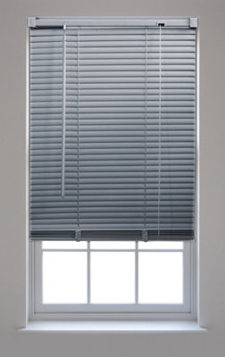 FURNISHED PVC Venetian Blinds - Grey 25mm Slats Trimmable Blinds for Windows and Doors  (W)50cm (L)150cm