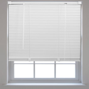 FURNISHED PVC Venetian Blinds - White 25mm Slats Trimmable Blinds for Windows and Doors  (W)125cm (L)210cm