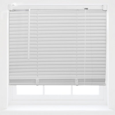 FURNISHED PVC Venetian Blinds - White 25mm Slats Trimmable Blinds for Windows and Doors  (W)135cm (L)150cm