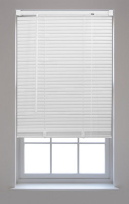 FURNISHED PVC Venetian Blinds - White 25mm Slats Trimmable Blinds for Windows and Doors  (W)75cm (L)210cm