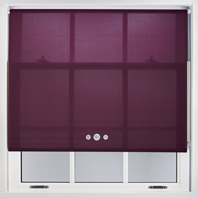 Furnished Roller Blind with Triple Chrome Round Eyelet and Metal Fittings - Aubergine Daylight Shade (W)210cm x (L)210cm