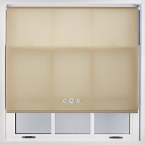 Furnished Roller Blind with Triple Chrome Round Eyelet and Metal Fittings - Cappuccino Daylight Shade (W)180cm x (L)165cm