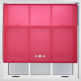 Furnished Roller Blind with Triple Chrome Round Eyelet and Metal Fittings - Fuchsia Daylight Shade (W)120cm x (L)210cm