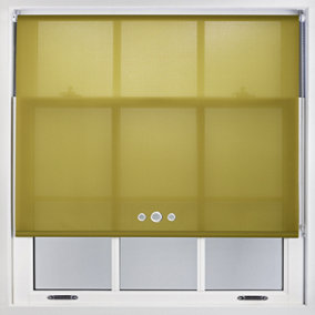 Furnished Roller Blind with Triple Chrome Round Eyelet and Metal Fittings - Green Daylight Shade (W)120cm x (L)210cm