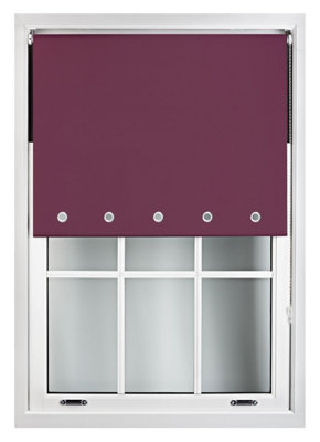 FURNISHED Thermal Blackout Roller Blinds with Round Eyelets & Metal Fittings - Aubergine Blue (W)145cm (L)165cm