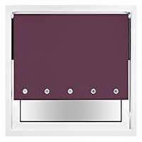 FURNISHED Thermal Blackout Roller Blinds with Round Eyelets & Metal Fittings - Aubergine Blue (W)175cm (L)165cm