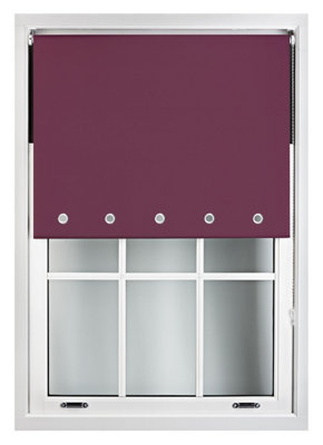 FURNISHED Thermal Blackout Roller Blinds with Round Eyelets & Metal Fittings - Aubergine Blue (W)215cm (L)210cm