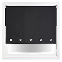 FURNISHED Thermal Blackout Roller Blinds with Round Eyelets & Metal Fittings - Black (W)155cm (L)165cm